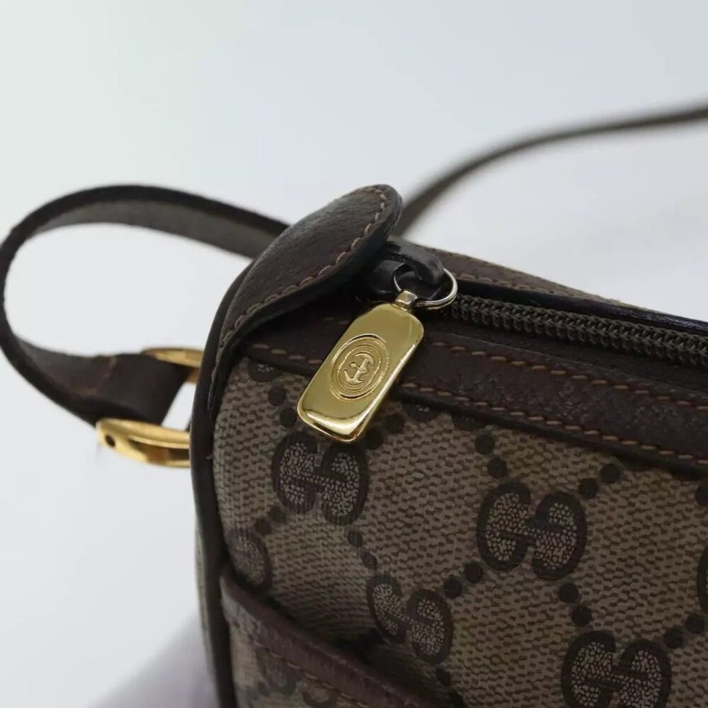 GUCCI GG Supreme Web Sherry Line Shoulder Bag PVC Beige - Picture 9 of 16